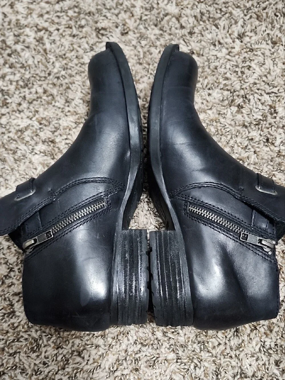 Børn Jem Classic Black Leather Harness Ankle Boots Size 9.5 Goth Moto Edgy